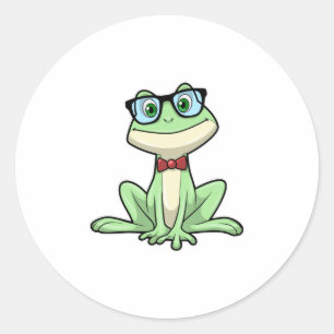 Frog Nerd Student Glasses Krawatte Runder Aufkleber