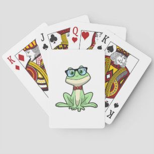 Frog Nerd Student Glasses Krawatte Spielkarten