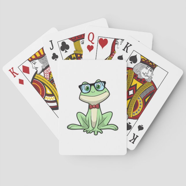 Frog Nerd Student Glasses Krawatte Spielkarten (Rückseite)