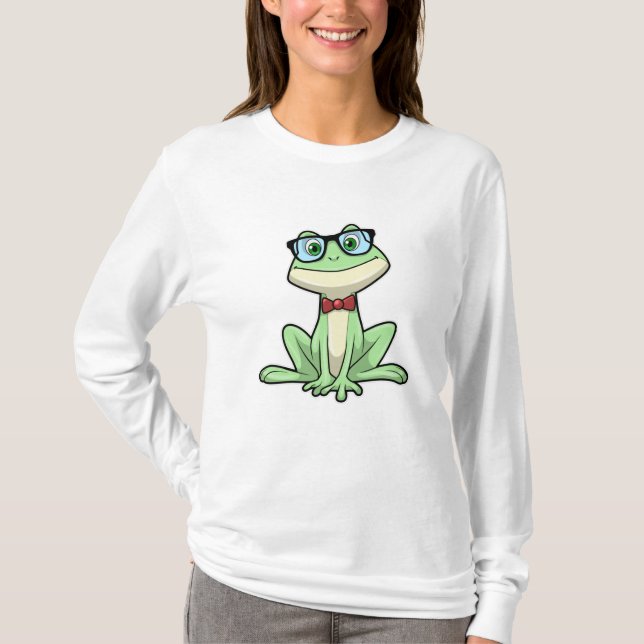Frog Nerd Student Glasses Krawatte T-Shirt (Vorderseite)