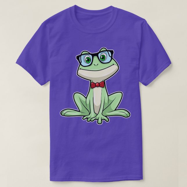 Frog Nerd Student Glasses Krawatte T-Shirt (Design vorne)