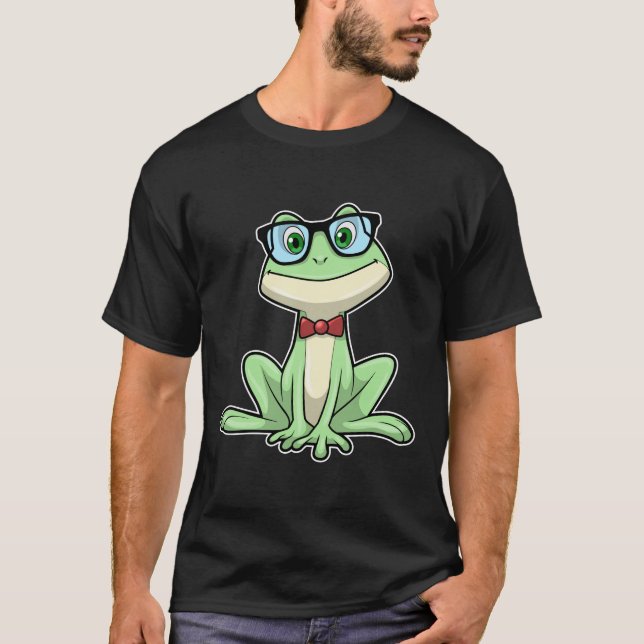 Frog Nerd Student Glasses Krawatte T-Shirt (Vorderseite)