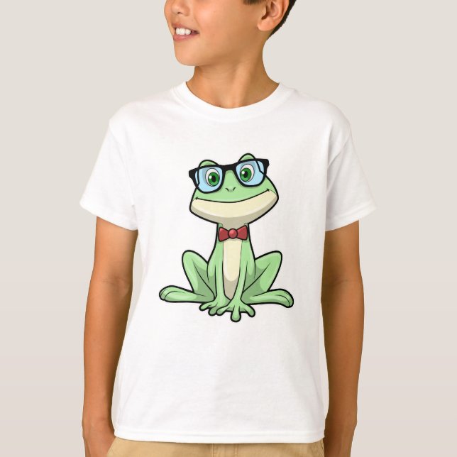 Frog Nerd Student Glasses Krawatte T-Shirt (Vorderseite)