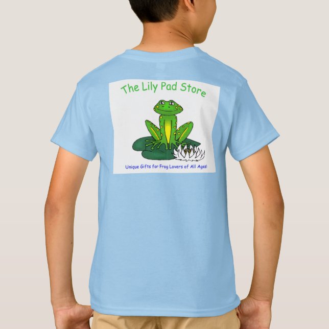 Frog on a Lily Pad Kid's Light Blue T-Shirt (Dos)