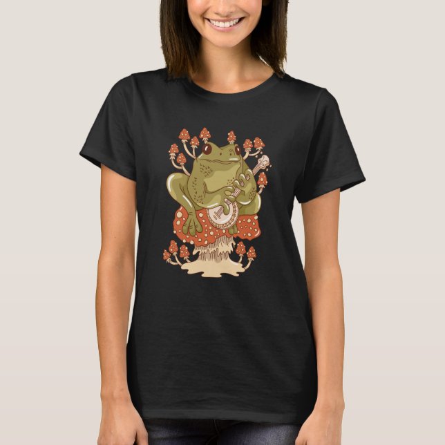 Frog Playing A Banjo Instrument Sitting On A Mushr T-Shirt (Vorderseite)