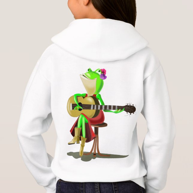Frog Playing Gitarre Kinder Hoodie Spaß (Rückseite)