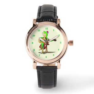 Frog Playing Gitarre Romantische Funny Watch Armbanduhr