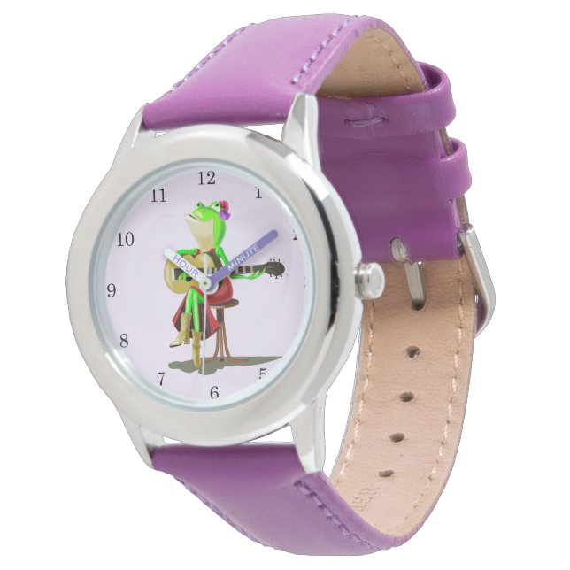 Frog Playing Gitarre Romantische Musik Funny Watch Armbanduhr (Schrägansicht)