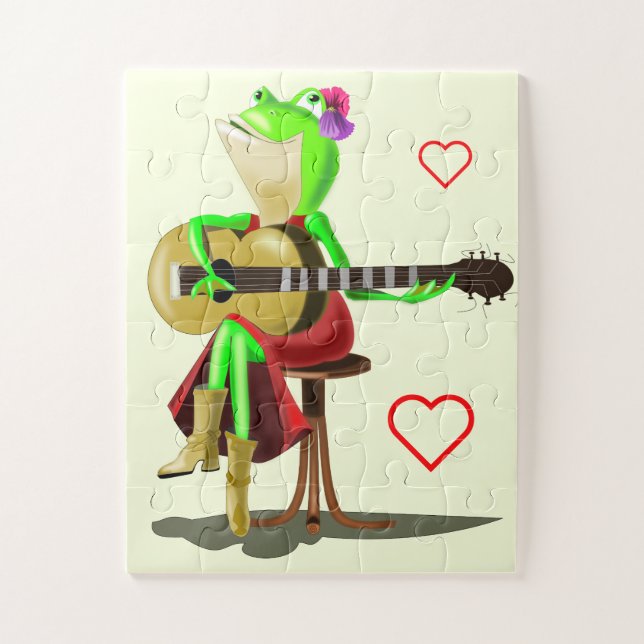 Frog Playing Gitarrenpuzzle (Vertikal)