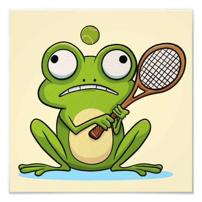 Frog Playing Tennis Fotodruck (Vorne)