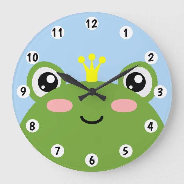 Frog Prince Große Wanduhr (Vorderseite)