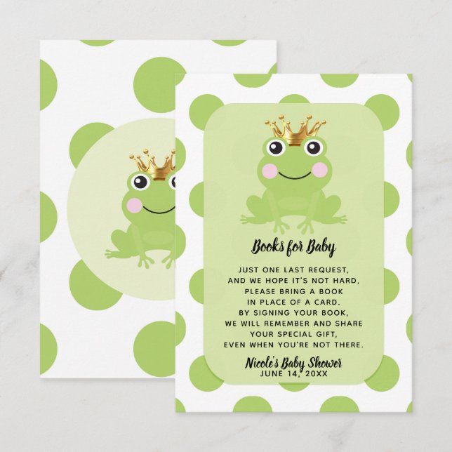 Frog Prince Storybook Buchanfrage Kinderdusche Einladung (Vorne/Hinten)