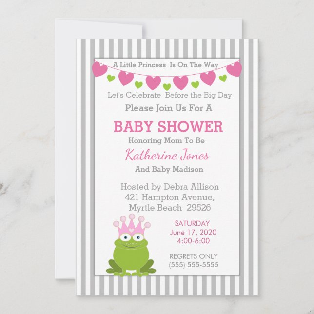 Frog Princess Baby Shower Einladung (Vorderseite)
