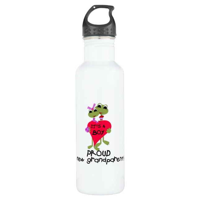 Frog Proud Grandelternteil von Boy Trinkflasche (Vorderseite)
