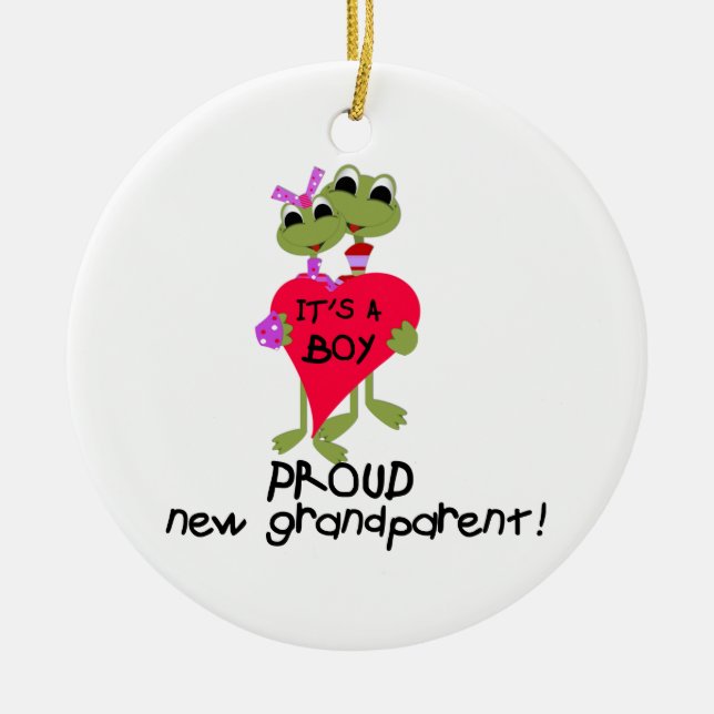 Frog Proud Großeltern von Boy Gifts Keramikornament (Vorne)