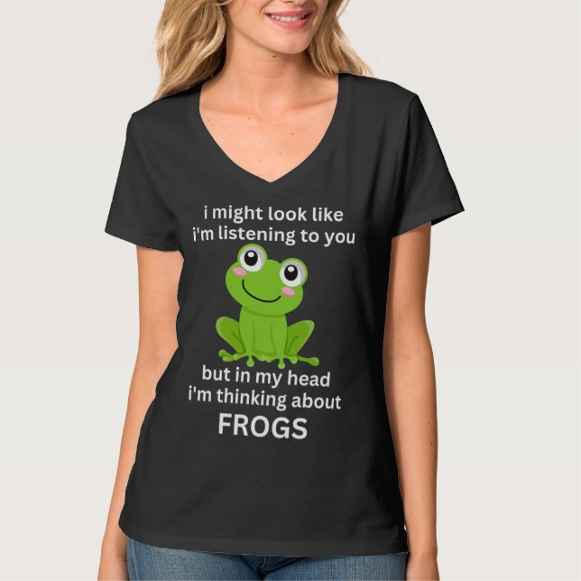 Frog Quote I m Thinking About Frogs Cool Frog T-Shirt (Vorderseite)
