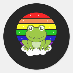 Frog Rainbow Glitzer Kawaii Frogs Runder Aufkleber