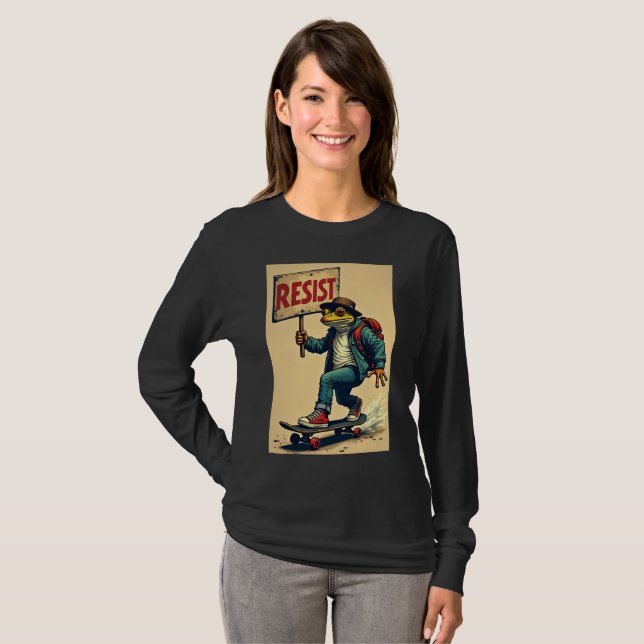 Frog Resist Portland Frog Protest - Portland Frog T-Shirt (Vorne ganz)