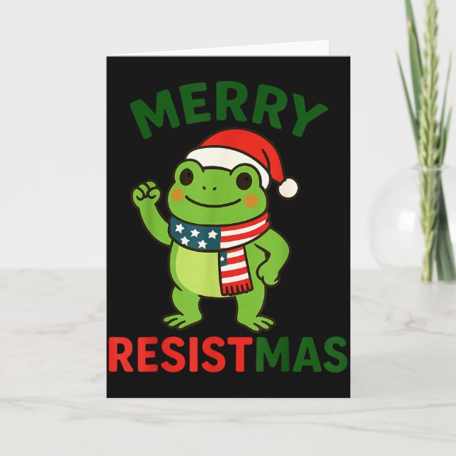 Frog Retro Frohe Resistmas Lustige Politische Weih Karte (Vorderseite)