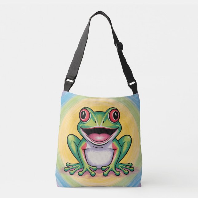 Frog’s Gentle Smile Tragetaschen Mit Langen Trägern (Vorderseite)