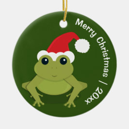 Frog Santa Merry Christmas Keramik Ornament