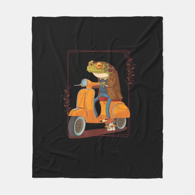 Frog Scooter Mushroom Goblincore Academia Fleecedecke (Vorderseite)