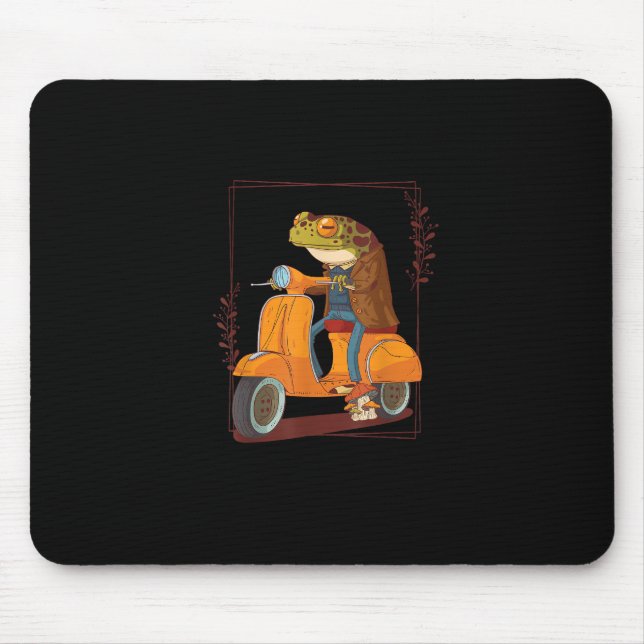 Frog Scooter Mushroom Goblincore Academia Mousepad (Vorne)