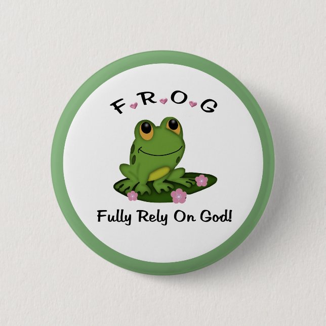 FROG setzt auf den Knopf "Gott" Button (Vorderseite)