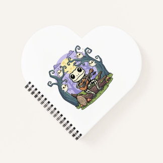 Frog Skeleton Playing Ukulele with Ghosts Notizbuch