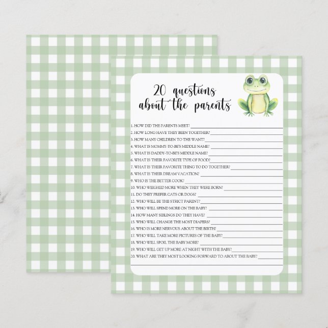 Frog - Spiele - 20 Fragen zu den Eltern (Vorne/Hinten)