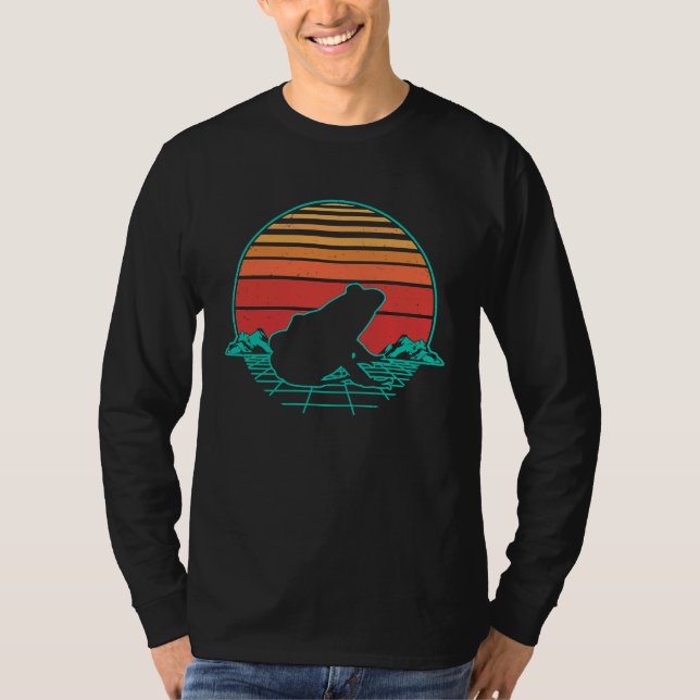 Frog Sunset Retro Vintage Grid T-Shirt (Vorderseite)