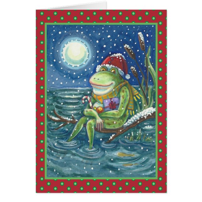 FROG SUR JOURNAL, CARTE DE NOËL PÈRE NOËL VERTE Vi (Devant)