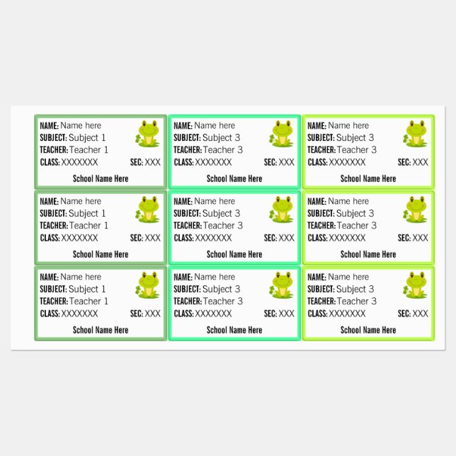 Frog Theme Teacher Name Thema Zurück zur Schule Etiketten (Blatt)