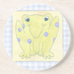 Frog Trio über Gingham Cloth Getränkeuntersetzer<br><div class="desc">Ein glückliches Trio von Fröschen sind die Themen dieser Gingham Tuch Arbeit von Megan Meagher. Pass auf,  Insekten,  diese Frösche sind auf der Jagd. Bestellen Sie noch heute Ihr Exemplar dieses phantastischen Stücks!</div>