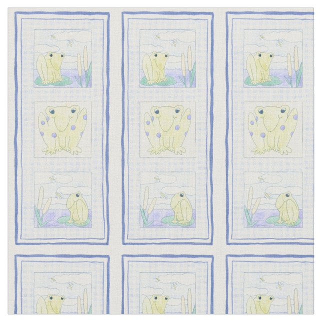 Frog Trio über Gingham Cloth Stoff (Nahaufnahme)