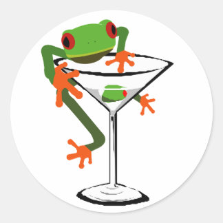 Frog und Martini Runder Aufkleber