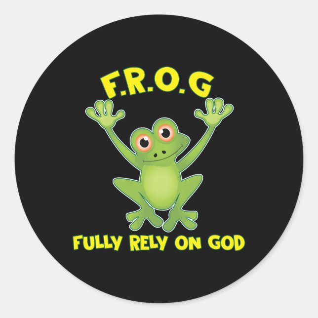 Frog verlässt sich auf das Christentum Gottes Runder Aufkleber (Vorderseite)