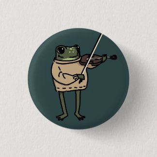 Frog Violinist Music Pin Button