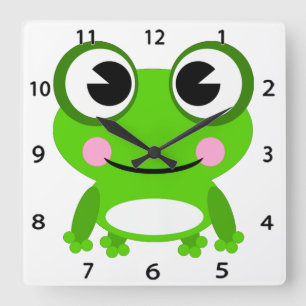 Frog Wall Clock Quadratische Wanduhr
