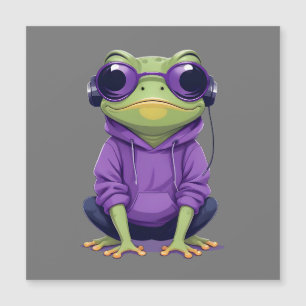 Frog Wearing Hoodie Funny Cool Animal Character Magnetkarte