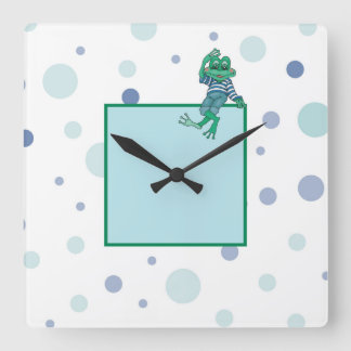 Frog Wearing Jeans Quadratische Wanduhr