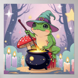 Frog Witch Poster – Kawaii Potion Frog Wall Art