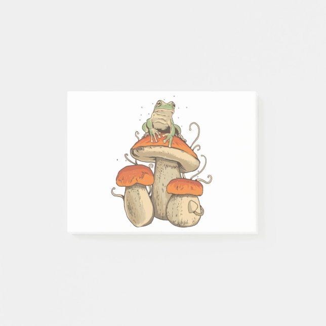 Frog with mushrooms post-it klebezettel (Vorderseite)