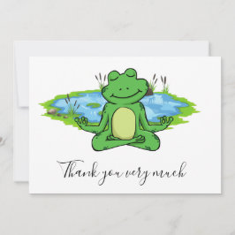 Frog Yoga Danke Karte mit Teichhintergrund