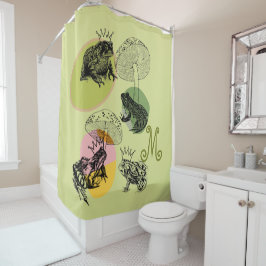 Frogcore und Mushrooms Lover Ästhetische Monogramm Duschvorhang