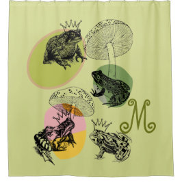 Frogcore und Mushrooms Lover Ästhetische Monogramm Duschvorhang