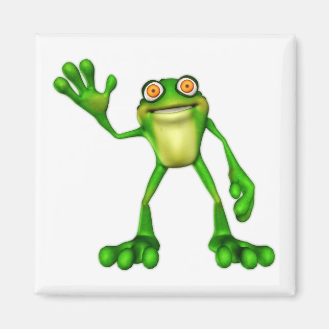 Froggie der Niedliche Cartoon Waving Frog Magnet (Vorne)