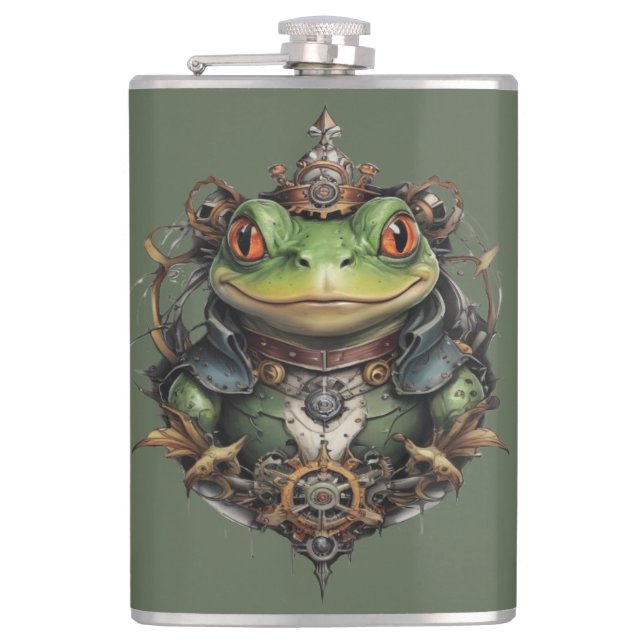 Froggie Frog Steampunk Design, Flachmann (Vorderseite)
