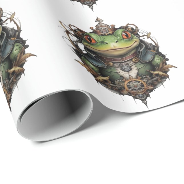 Froggie Frog Steampunk Design, Geschenkpapier (Rolleneckpunkt)