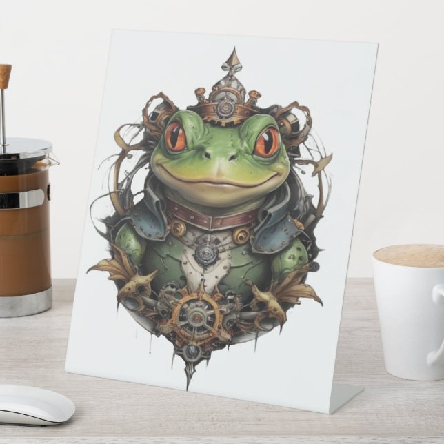 Froggie Frog Steampunk Design, Sockelschild (In Situ)